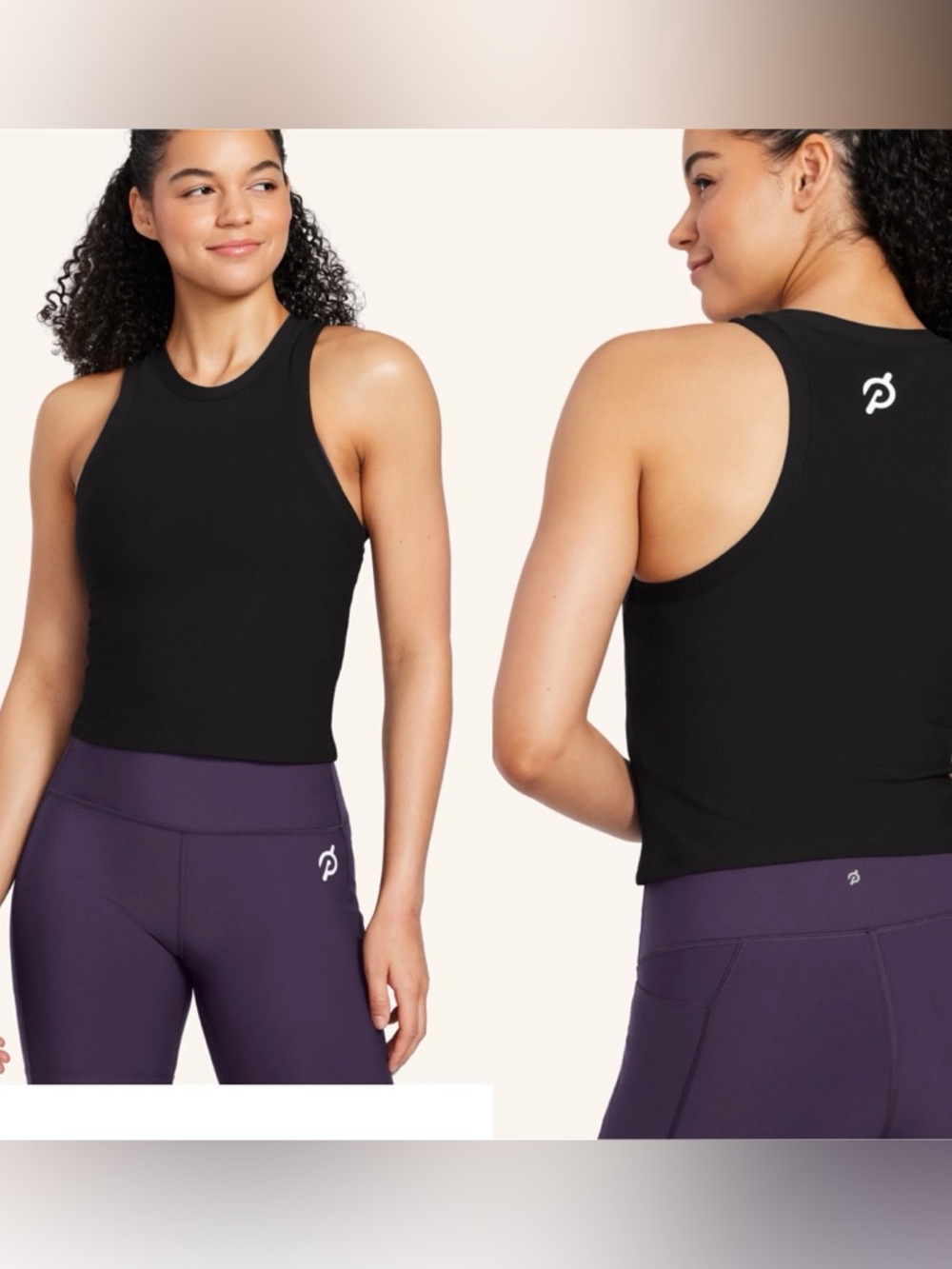 Peloton Black Ribbed High-Neck Performance Tank